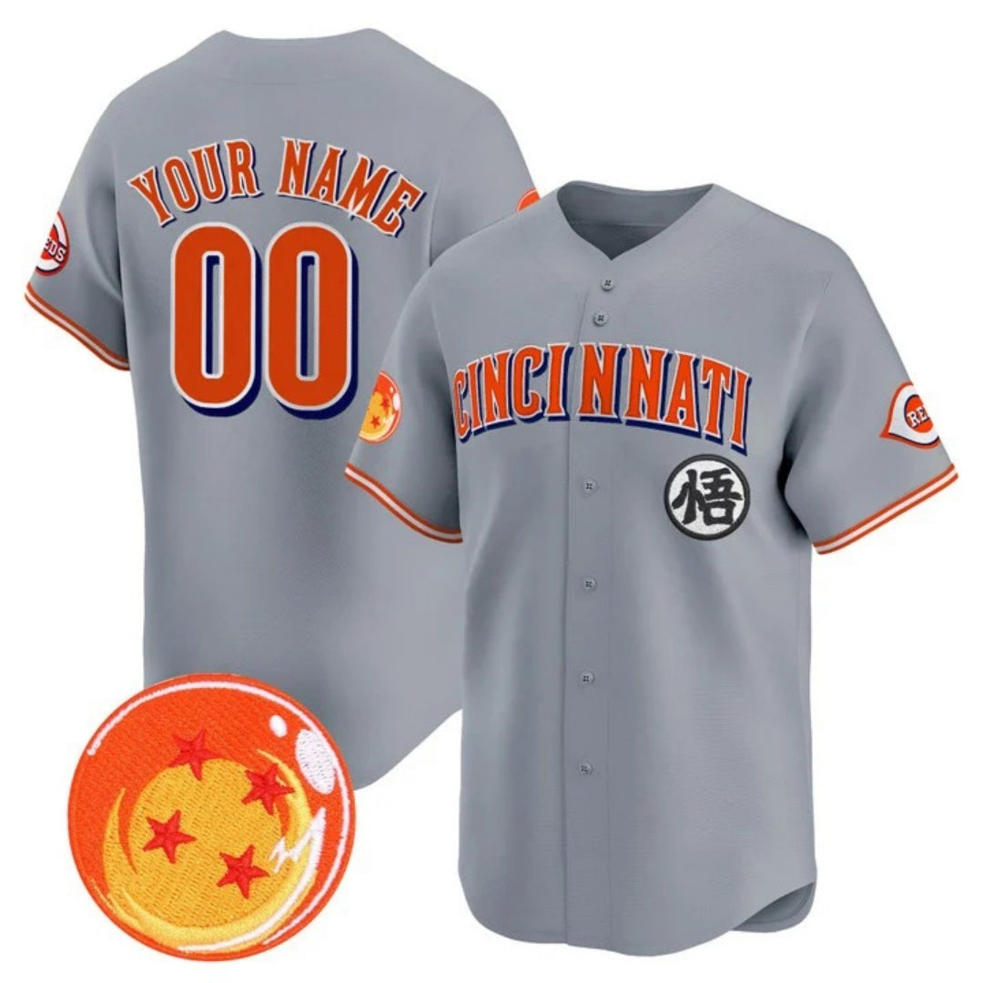 Custom Cincinnati Reds x Dragon Ball Gray MIKSHPS Vapor Premier Limited Jersey - All Stitched