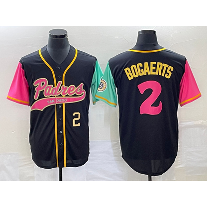 San Diego Padres #2 Xander Bogaerts Number Black MIKSHPS NEW 2023 City Connect Cool Base Stitched Jersey