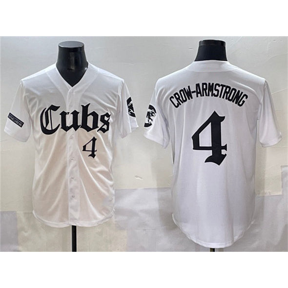 Chicago Cubs #4 Pete Crow-Armstrong White MIKSHPS 'Gothic North Side Edition' Vapor Premier Limited Stitched Jersey