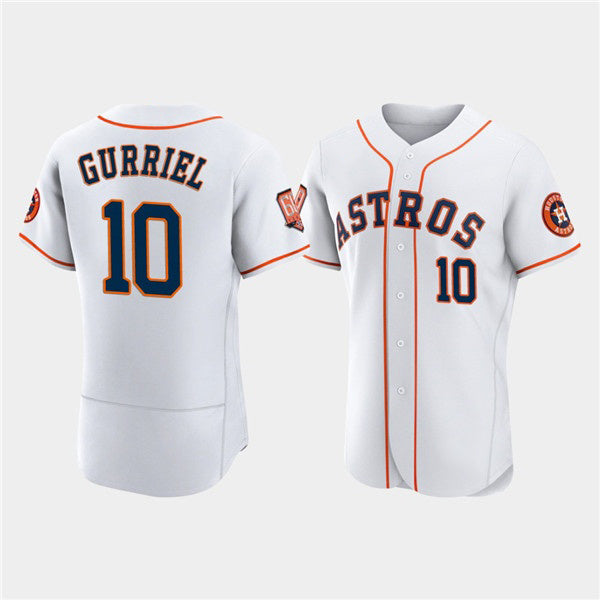 Houston Astros #10 Yuli Gurriel White MIKSHPS 60th Anniversary Flex Base Stitched Jersey
