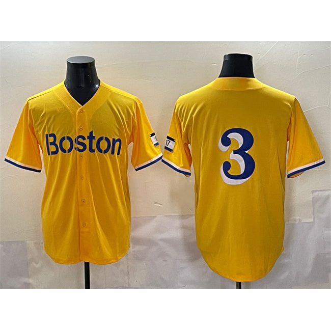 Boston Red Sox #3 Ceddanne Rafaela Gold MIKSHPS City Connect Stitched Jersey
