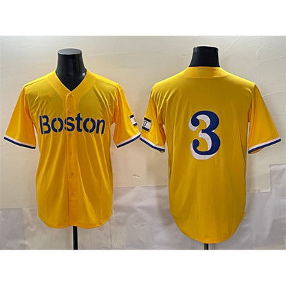 Boston Red Sox #3 Ceddanne Rafaela Gold MIKSHPS City Connect Stitched Jersey