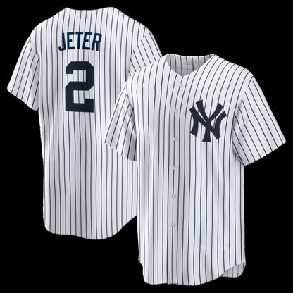 New York Yankees #2 Derek Jeter White MIKSHPS Home Retired Player Replica Jersey