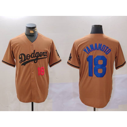 Los Angeles Dodgers #18 Yoshinobu Yamamoto Number Olive MIKSHPS Cool Base Limited Stitched Jersey 2