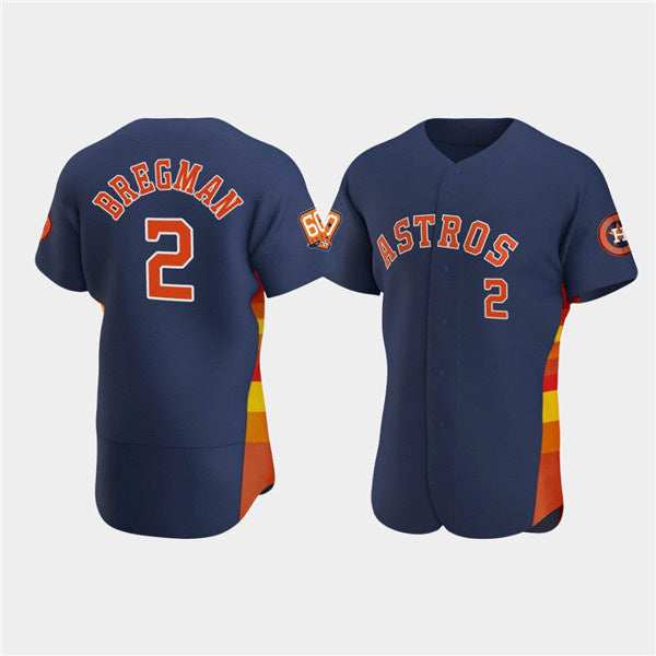 Houston Astros #2 Jose Altuve Navy MIKSHPS 60th Anniversary Flex Base Stitched Jersey