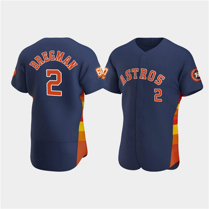 Houston Astros #2 Jose Altuve Navy MIKSHPS 60th Anniversary Flex Base Stitched Jersey