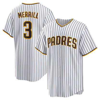 San Diego Padres #3 Jackson Merrill White MIKSHPS Home Replica Jersey
