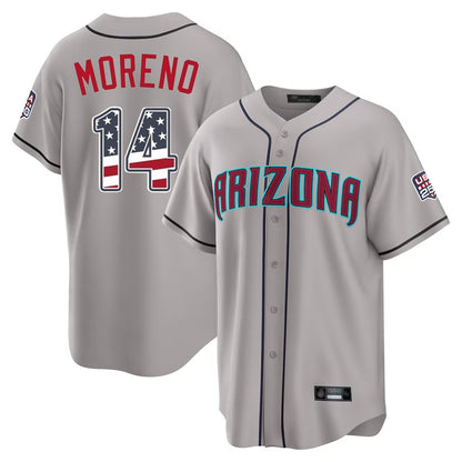 Arizona Diamondbacks #14 Gabriel Moreno Player Gray MIKSHPS USA 250 Fourth of July Home Game Stitched Jerseys