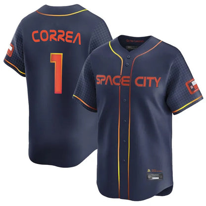 Houston Astros #1 Carlos Correa Player Navy MIKSHPS City Connect Home Limited Stitched Jerseys