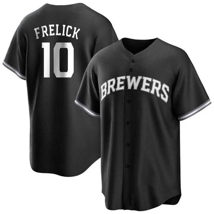 Milwaukee Brewers #10 Sal Frelick Player Black MIKSHPS Game Home Stitched Jerseys