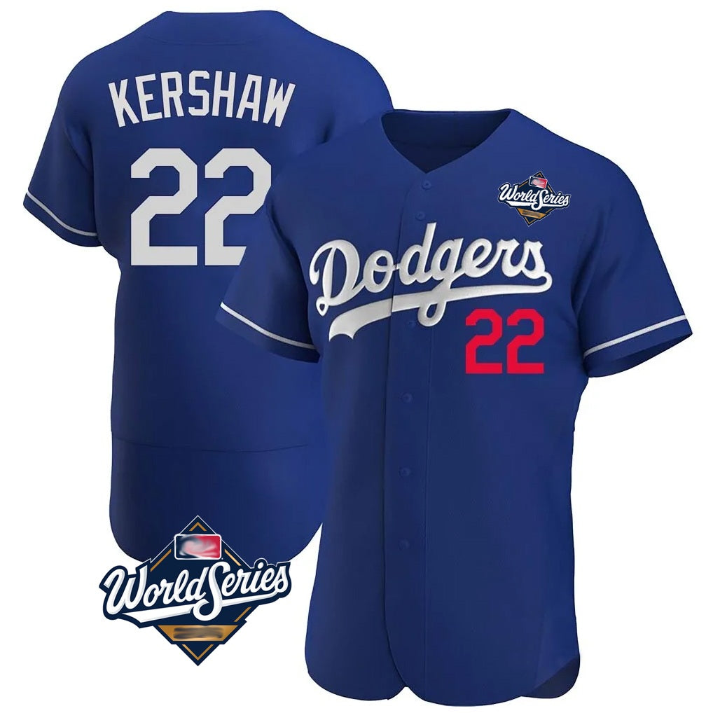 Los Angeles Dodgers #22 Clayton Kershaw Player Royal MIKSHPS World Series Limited Elite Home Stitched Jerseys