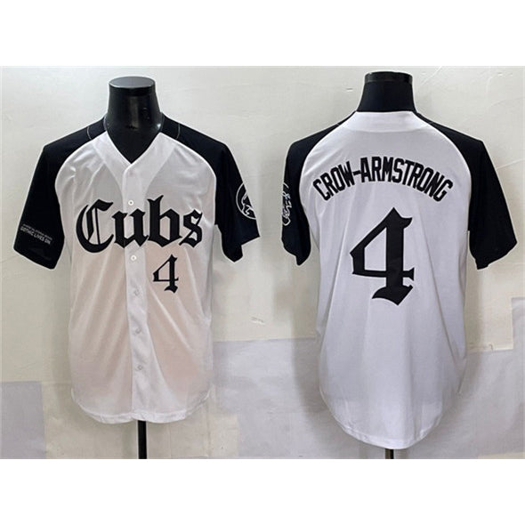 Chicago Cubs #4 Pete Crow-Armstrong White MIKSHPS Black 'Gothic North Side Edition' Vapor Premier Limited Stitched Jersey