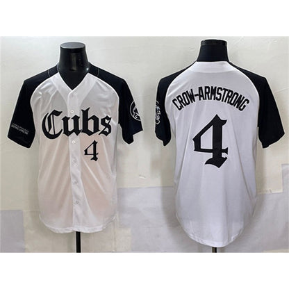 Chicago Cubs #4 Pete Crow-Armstrong White MIKSHPS Black 'Gothic North Side Edition' Vapor Premier Limited Stitched Jersey