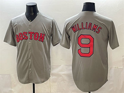 Boston Red Sox #9 Ted Williams Grey MIKSHPS Cool Base Stitched Jersey