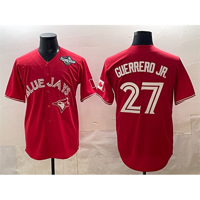 Toronto Blue Jays #27 Vladimir Guerrero Jr. Red MIKSHPS 2025 World Series Cool Base Stitched Jersey
