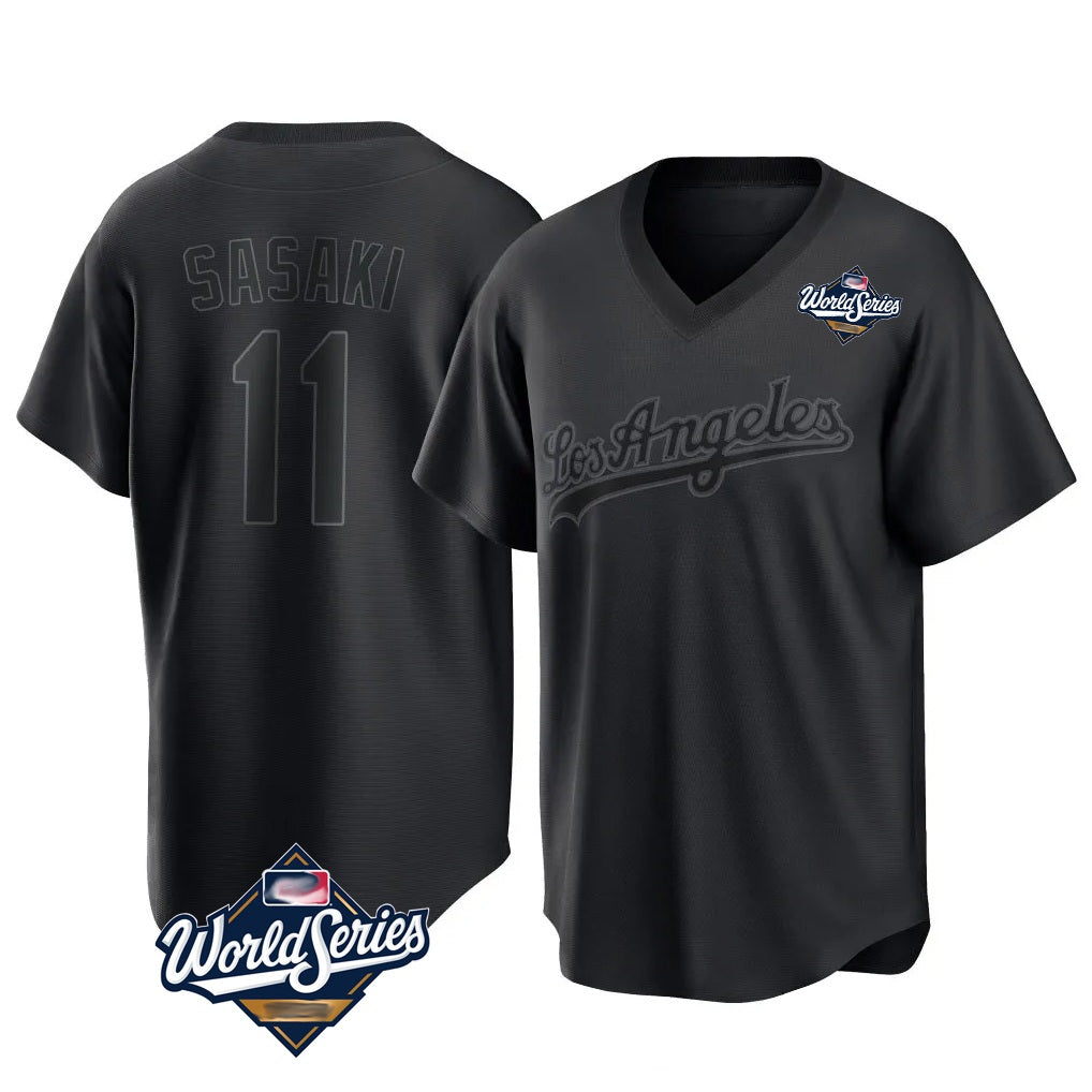Los Angeles Dodgers #11 Roki Sasaki Player Black MIKSHPS World Series Pitch Fashion T-shirt Stitched Jerseys