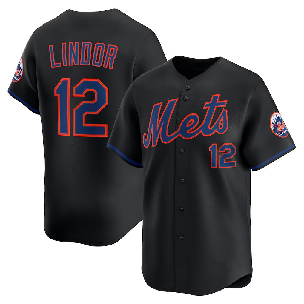 New York Mets #12 Francisco Lindor Black MIKSHPS Alternate Limited Jersey