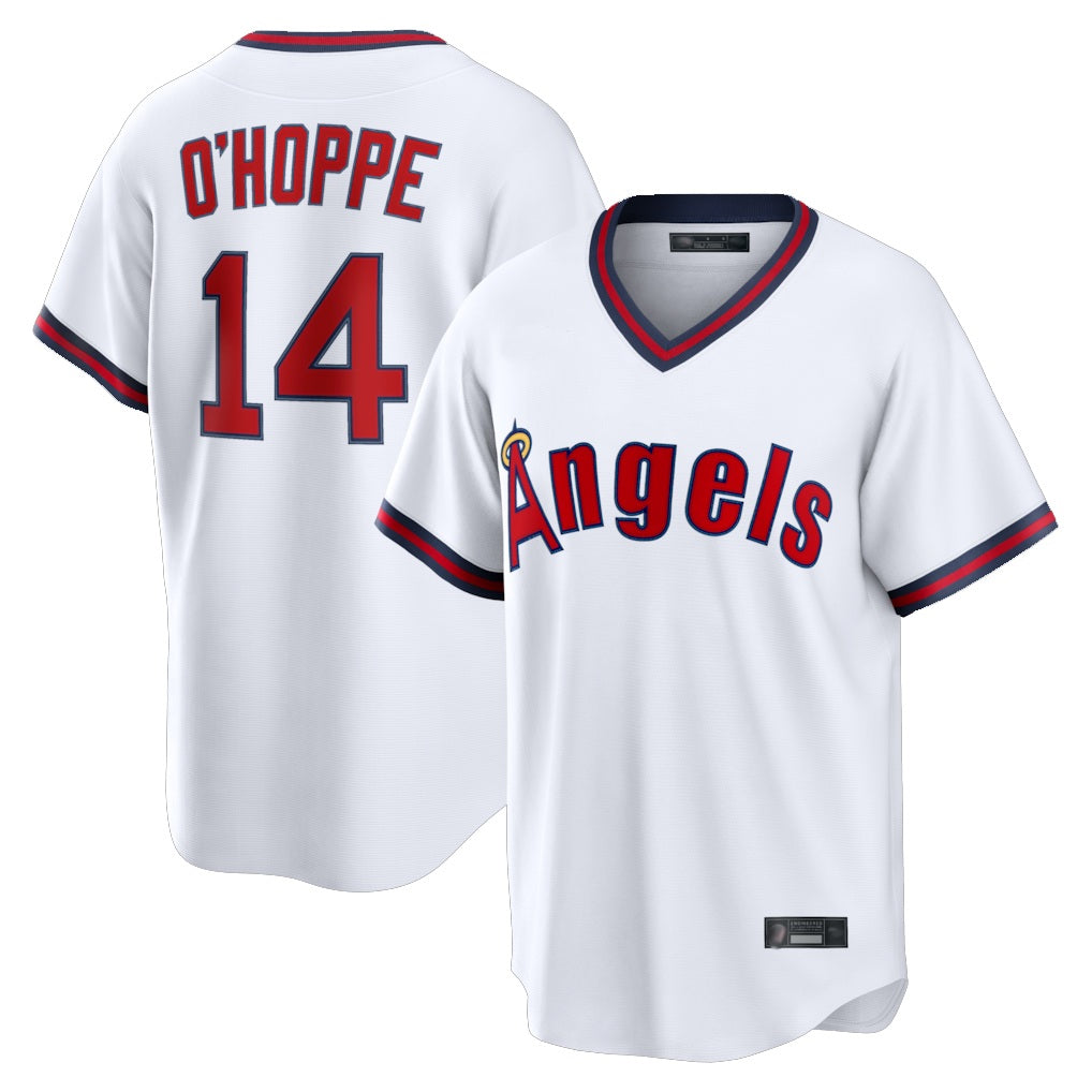 Los Angeles Angels #14 Logan O'Hoppe Player White MIKSHPS T-shirt Home Game Stitched Jerseys