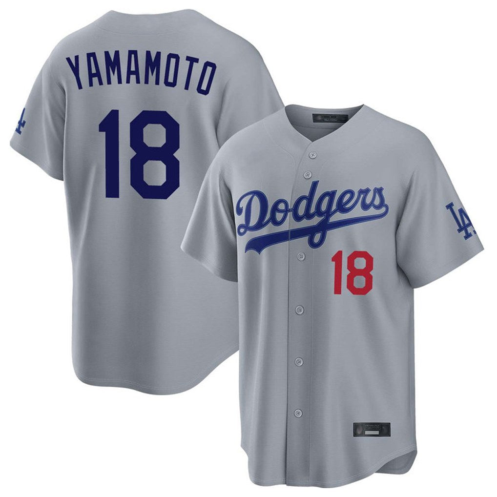 Los Angeles Dodgers #18 Yoshinobu Yamamoto Player Gray MIKSHPS Game Home Stitched Jerseys