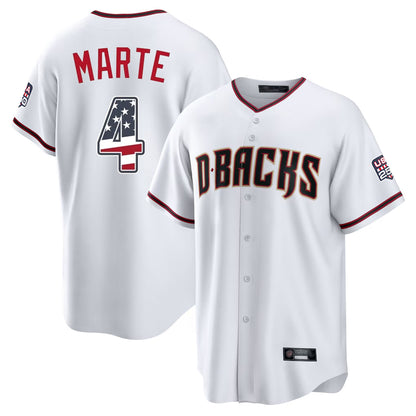 Arizona Diamondbacks #4 Ketel Marte Player White MIKSHPS USA 250 Fourth of July Home Game Stitched Jerseys