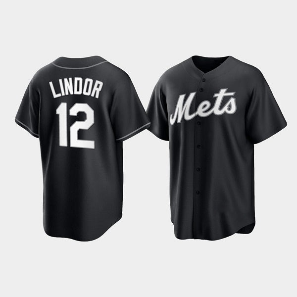 New York Mets #12 Francisco Lindor Black MIKSHPS Cool Base Stitched Jersey