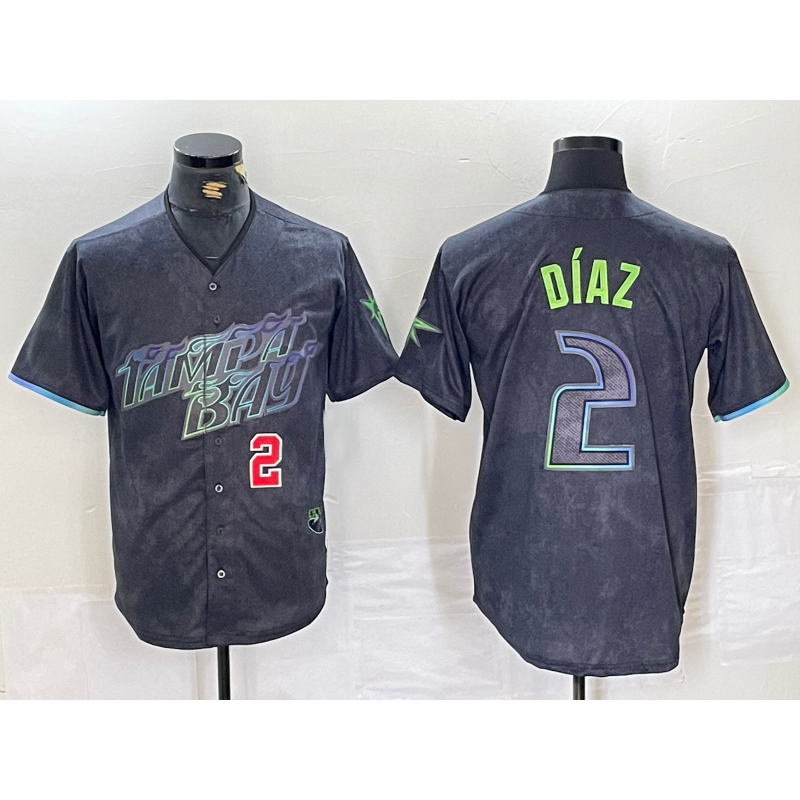 Tampa Bay Rays #2 Yandy Diaz Number Charcoal MIKSHPS 2024 City Connect Limited Stitched Jerseys