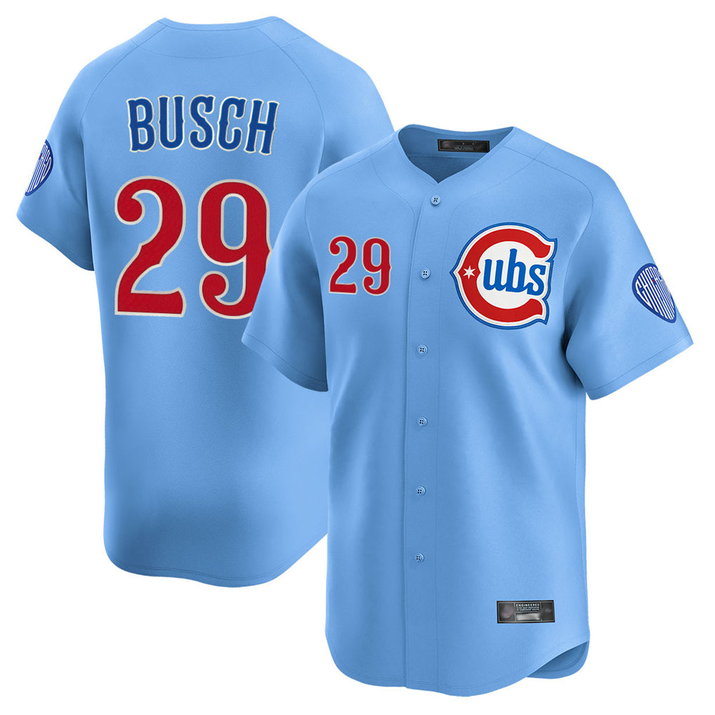 Chicago Cubs #29 Michael Busch Player Light Blue MIKSHPS Limited Home Stitched Jerseys