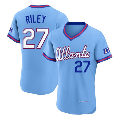 Atlanta Braves #27 Austin Riley Player Powder Blue MIKSHPS 2026 City Connect T-shirt Limited Elite Home Game Stitched Jerseys