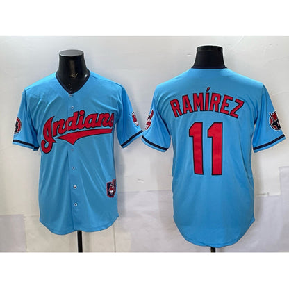 Cleveland Guardians #11 Jos¨¦ Ram¨ªrez Blue MIKSHPS Vapor Premier Limited Stitched Jersey
