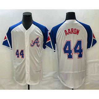 Atlanta Braves #44 Hank Aaron Number White MIKSHPS 2023 City Connect Flex Base Stitched Jersey