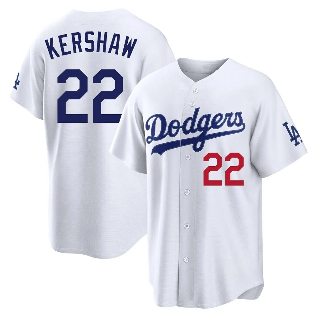 Los Angeles Dodgers #22 Clayton Kershaw Player White MIKSHPS Home Game Stitched Jerseys