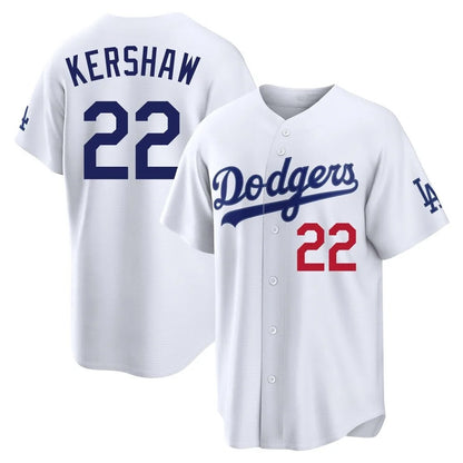 Los Angeles Dodgers #22 Clayton Kershaw Player White MIKSHPS Home Game Stitched Jerseys