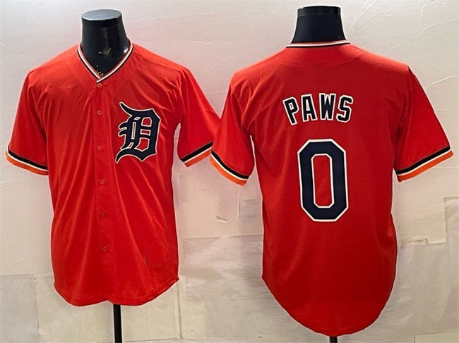 Detroit Tigers #0 Paws Orange MIKSHPS Limited Stitched Jersey