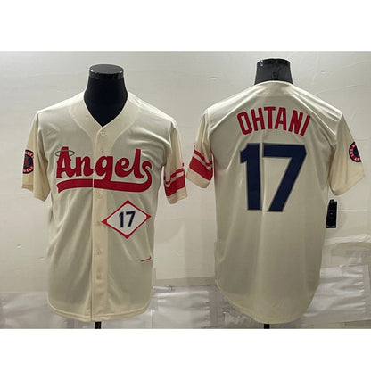 Los Angeles Angels #17 Shohei Ohtani Number Cream MIKSHPS 2022 City Connect Cool Base Stitched Jersey