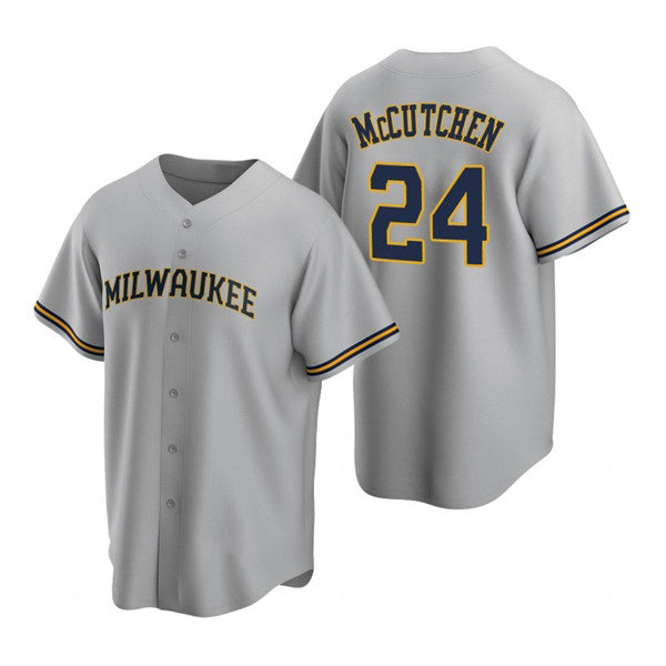 Milwaukee Brewers #24 Andrew McCutchen Gray MIKSHPS Cool Base Stitched Jersey