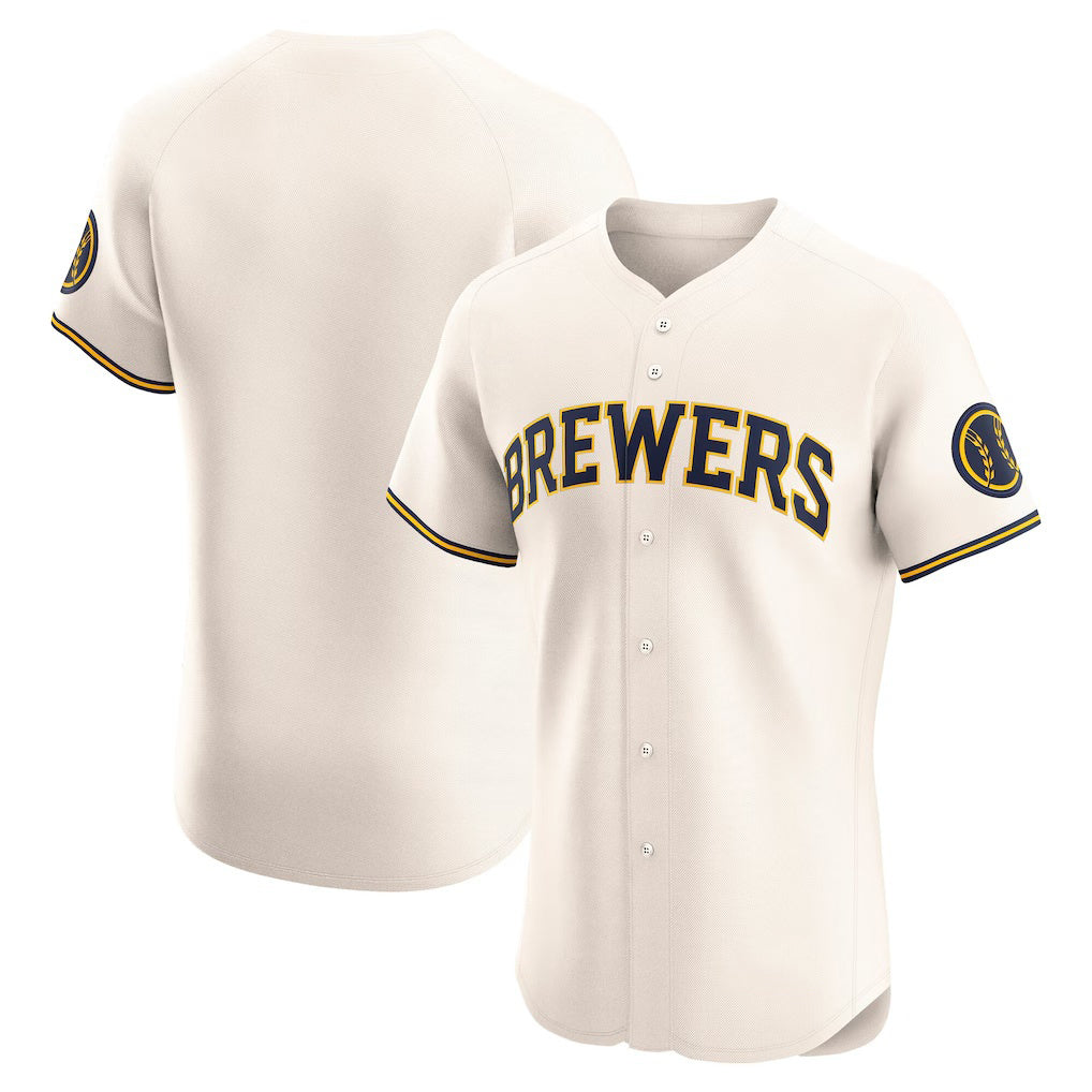 Milwaukee Brewers Cream MIKSHPS Home Elite Jersey