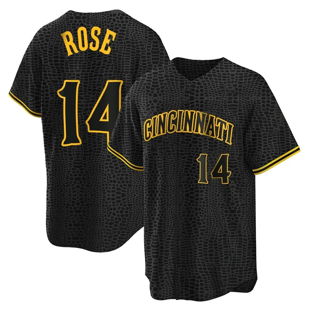 Cincinnati Reds #14 Pete Rose Player Black MIKSHPS Snake Skin City Home Stitched Jerseys