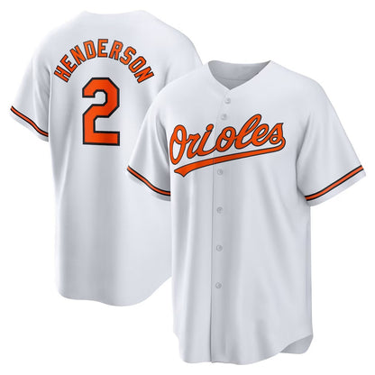 Baltimore Orioles #2 Gunnar Henderson White MIKSHPS Home Replica Player Jersey