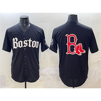 Boston Red Sox Team Big Logo Black MIKSHPS Gothic Vapor Limited Stitched Jersey