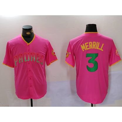 San Diego Padres #3 Jackson Merrill Pink MIKSHPS Player Number Fashion Jerseys