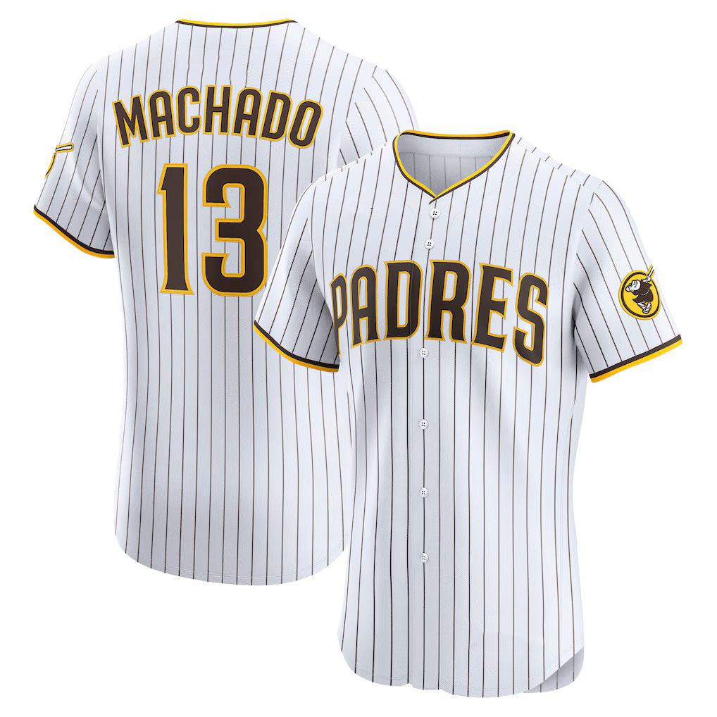 San Diego Padres #13 Manny Machado White MIKSHPS Home Elite Player Jersey