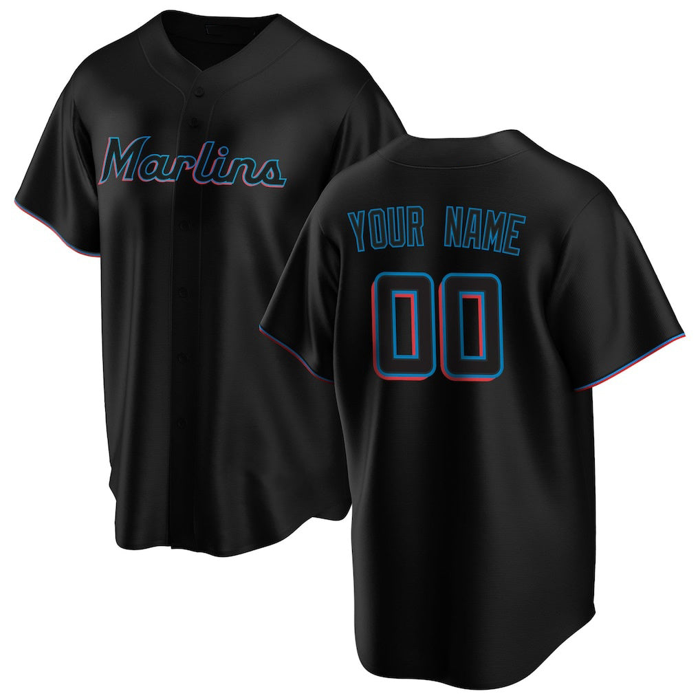 Custom Miami Marlins Black MIKSHPS Alternate Replica Jersey