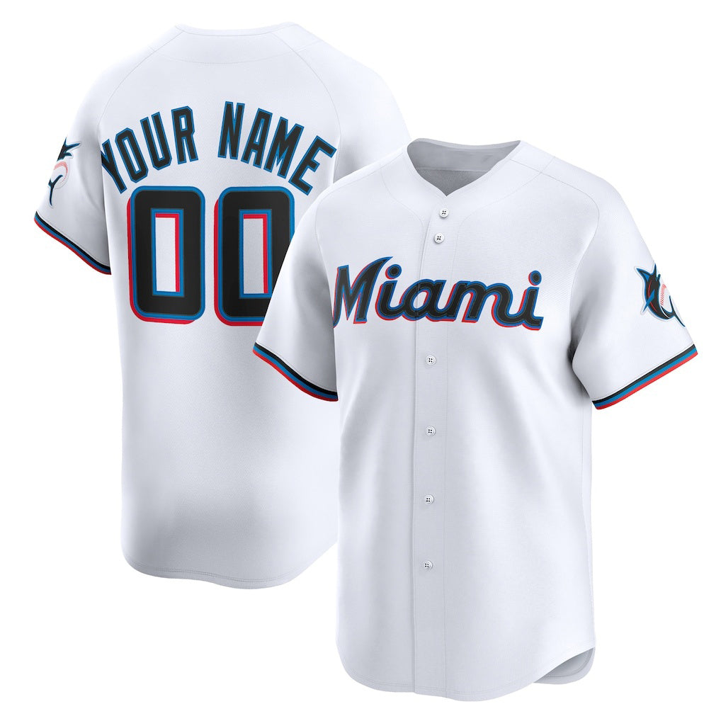 Custom Miami Marlins White MIKSHPS Home Limited Jersey