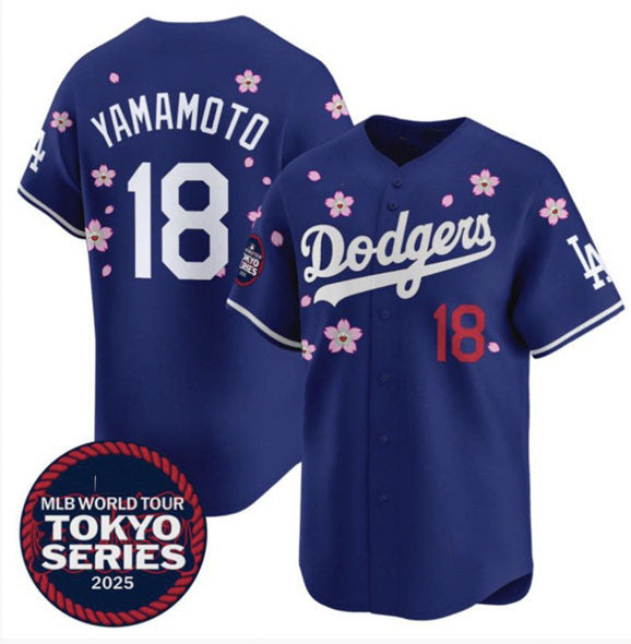 Los Angeles Dodgers #18 Yoshinobu Yamamoto Royal MIKSHPS 2025 Tokyo Series Limited Stitched Jersey