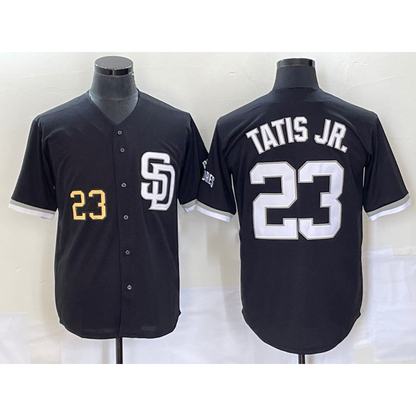 San Diego Padres #23 Fernando Tatis Jr Number Black MIKSHPS 2023 Cool Base Stitched Jersey