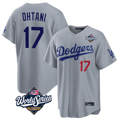 Los Angeles Dodgers #17 Shohei Ohtani Player Gray MIKSHPS World Series Game Home Stitched Jerseys