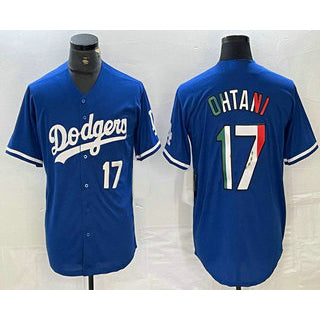 Los Angeles Dodgers #17 Shohei Ohtani Number Mexico Blue MIKSHPS Cool Base Stitched Jersey 2