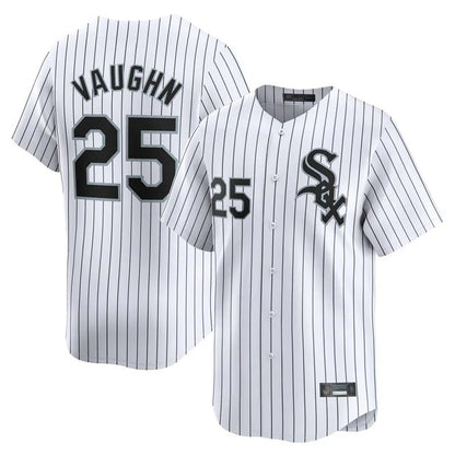 Chicago White Sox #25 Andrew Vaughn Player White MIKSHPS Stripe Limited Home Stitched Jerseys