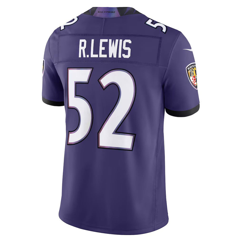 B.Ravens #52 Ray Lewis Purple MIKSHPS Vapor F.U.S.E. Stitched Retired Limited Jersey