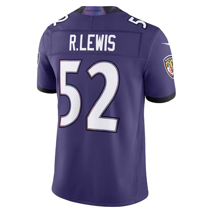 B.Ravens #52 Ray Lewis Purple MIKSHPS Vapor F.U.S.E. Stitched Retired Limited Jersey
